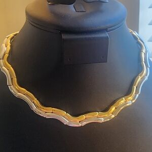 Elegant Gold and Silver Tone Necklace